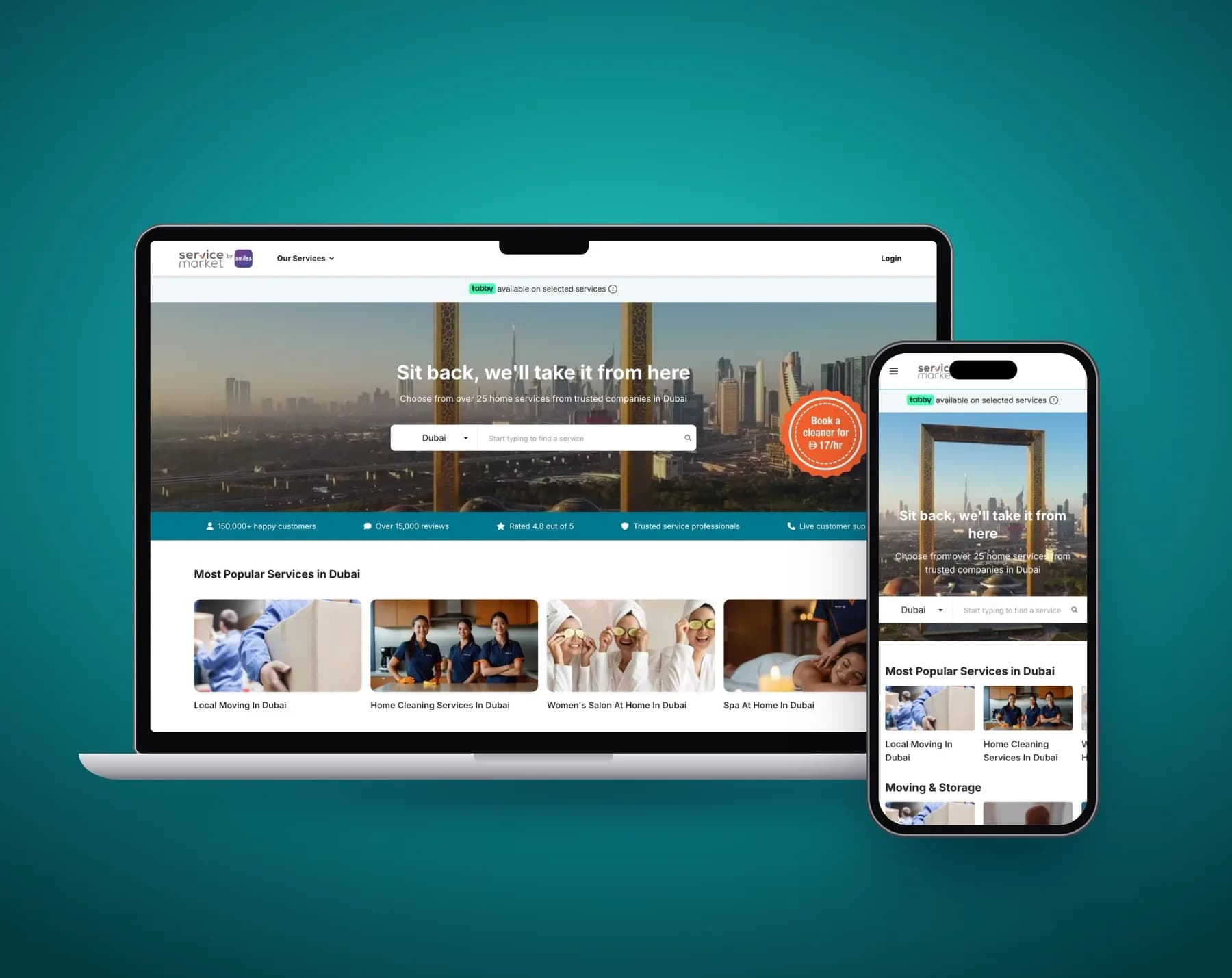 ServiceMarket website on a laptop next to the mobile site